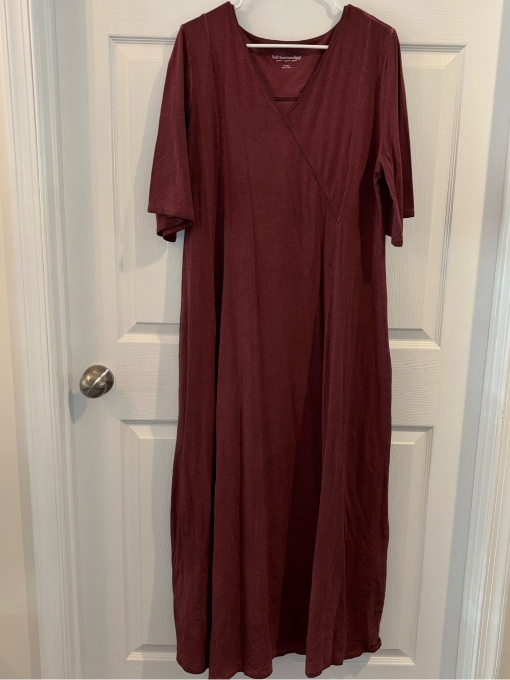 Soft Surroundings Burgundy Wrap-Style Maxi Dress Sz XL